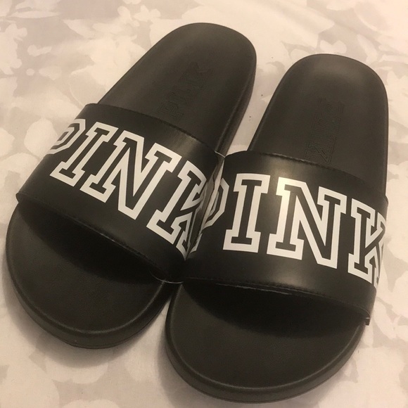 Victoria Secret VS Pink Slides Black M or L - Picture 3 of 5